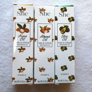NEW 3 piece S.HE moisturizing nail cuticle oil set